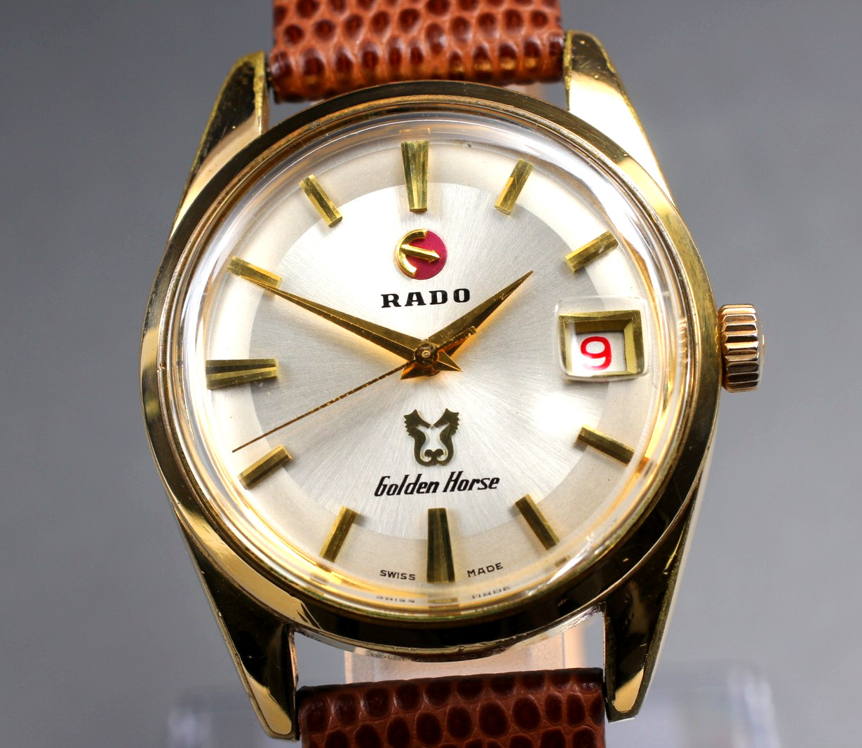 Vintage *Exc+5* Rado Golden Horse 11674/2 Gold 35mm Men's Automatic Watch JAPAN