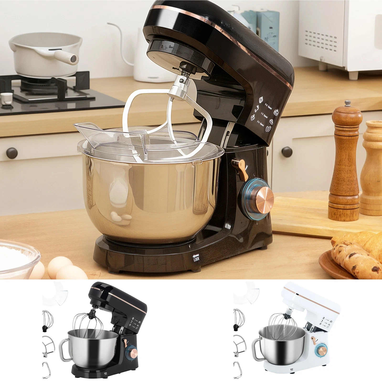 Stand Mixer with 6 Speeds, Pulse, 5L Stainless Steel Bowl, Food Mixer
Opens in a new window or tab