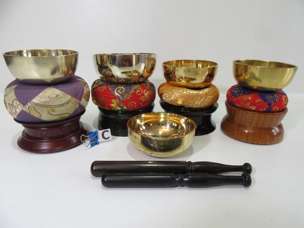 CAMPANA ORIN JAPONES BUDISTA SINGING BOWL 6,8/7,6/6,5/6,8/6,8 cm SET COMPLETO (C
