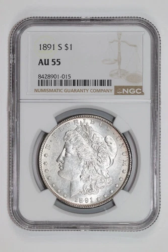 1891-S MORGAN DOLLAR NGC AU55