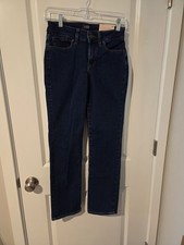 NYDJ Marilyn Straight Jeans Women  s 2P Petite Dark Wash Lift Tuck Stretch Denim