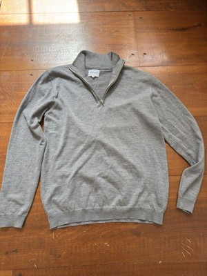 Norse Projects Fjord Merino Wool  Quarter Zip Pullover Grey Large