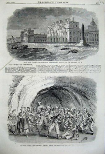Original Old Antique Print 1860 Cavern Forty Thieves Lyceum Theatre Greenwich