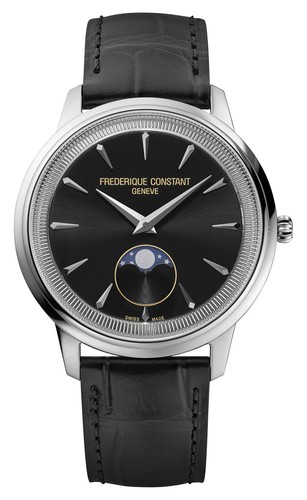 Frederique Constant Classics Steel Leather Moonphase Unisex Watch FC-206B3S6