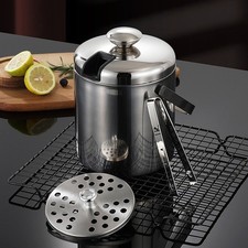 3L Ice Bucket + Tongs & Lid Insulated Double Walled Stainless Steel Cooler UK