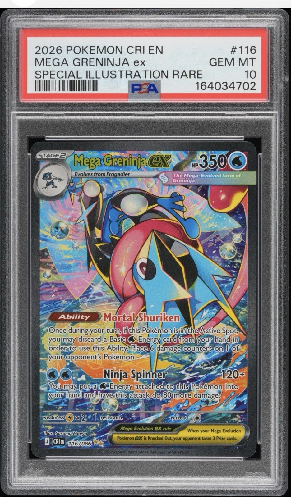 Pokémon TCG Mega Greninja ex SIR Holo English 116/086 Me04: Chaos Rising