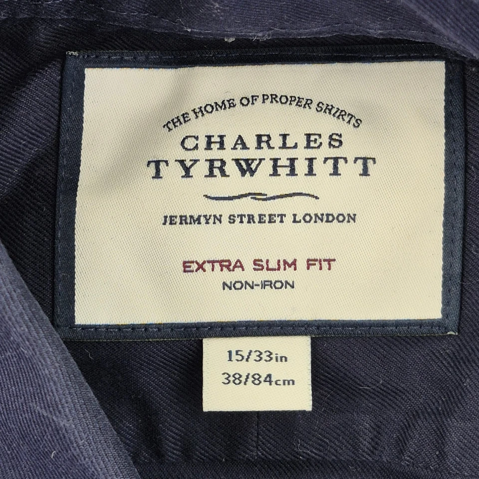 Camisa CHARLES TYRWHITT 15 azul marino de algodón para hombre extra delgada s... - Imagen 4 de 4