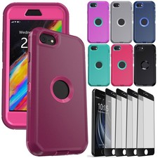 For iPhone 6/6S/7/8 Plus SE 2nd/3rd Case Shockproof Hybrid Cover Tempered Glass