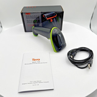 TERA 5100 Wireless 1D Laser Barcode Scanner 2.4GHz USB Rechargeable Green
