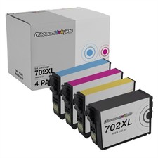 4pk for Epson 702 XL 702XL Ink Cartridge Black Color Set WF-3720 T702XL120