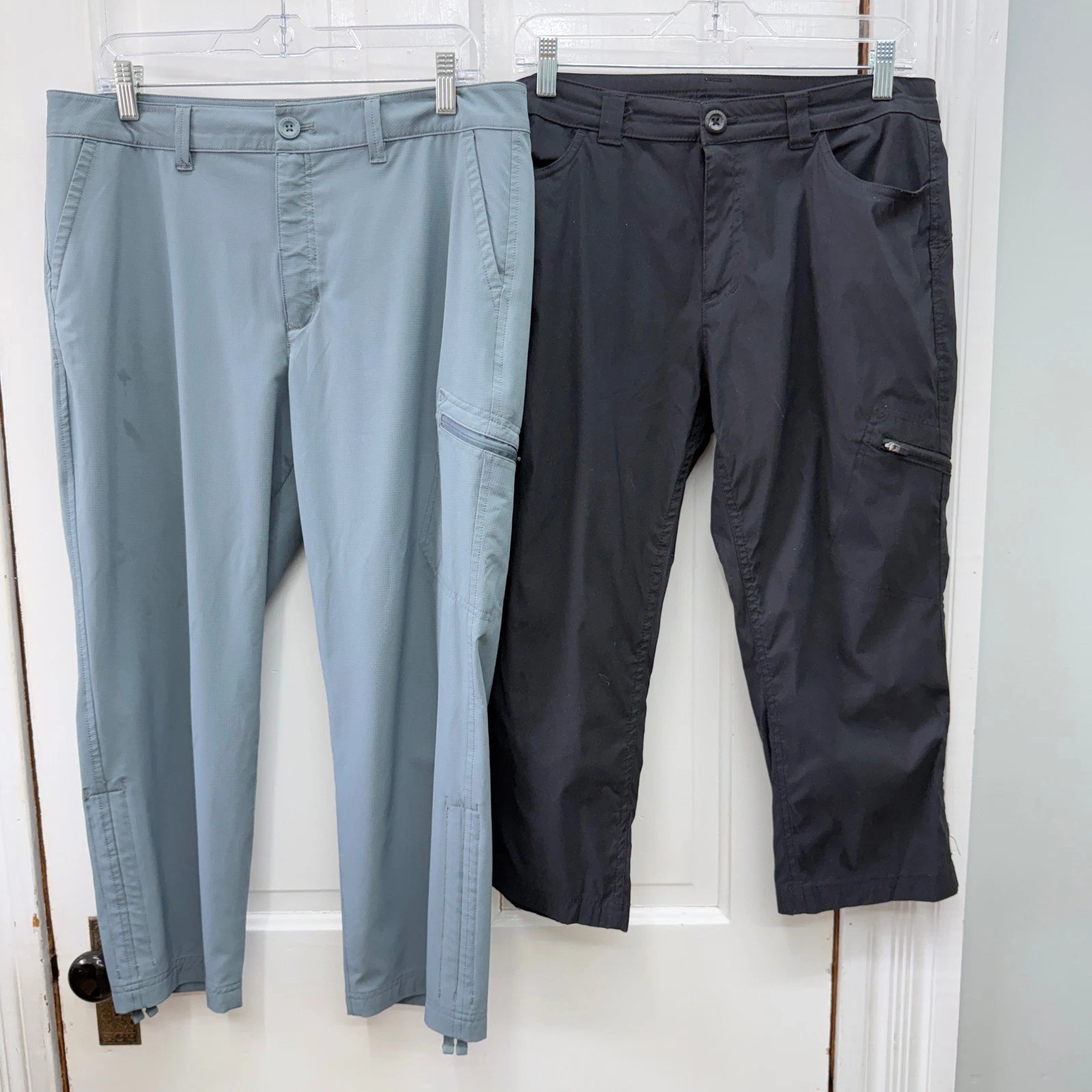 Eddie Bauer Rainier Tech Womens 10 Hiking Pants Capri Black Grey Bundle 2 Pair