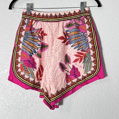 NUEVO CON ETIQUETAS $120 FARM Rio Guacamayo Bufanda Pantalones Cortos Verano Vacaciones Talla Cuentas Boho Rosa XS - Imagen 3 de 8