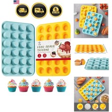 2PCS BPA-Free Silicone Mini Muffin Pan - 24 Cups Nonstick for Baking Delights