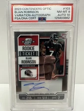 2023 Panini Contenders Optic Bijan Robinson Rookie Variation Auto PSA 8 Auto 10