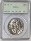 1946-D Walking Liberty Half Dollar PCGS MS64 Rattler Holder