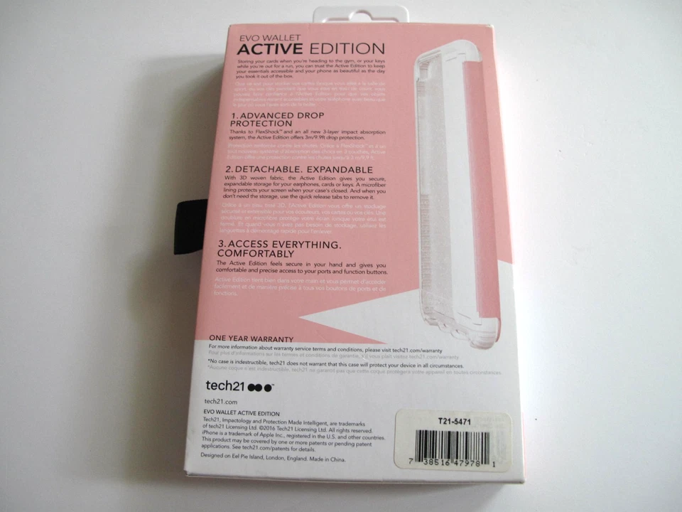 Tech21 Active Edition Evo Wallet Case for iPhone 8 Plus/ 7 Plus – Pink/White - Image 4 of 4