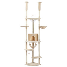 Safe Adjustable 236-258Cm Cat Tree Tower with Natural Scratching Post,Unique Acr