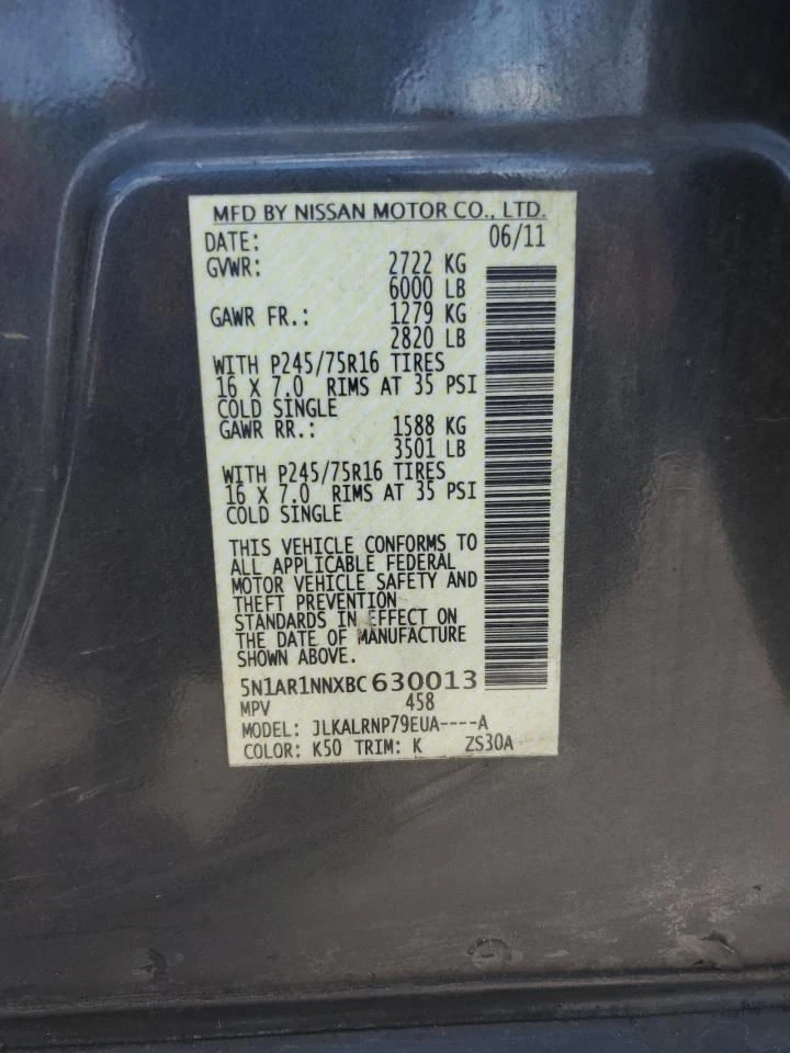 Chassis ECM Body Control BCM 6 Cylinder Crew Cab Fits 09-11 FRONTIER 2646559 Foto 2 de 4