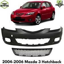Front Bumper Cover Primed Bumper Grille Kit For 2004-2006 Mazda 3 Hatchback