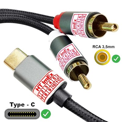 USB-C zu 2x RCA Cinch Adapter Audio Stereo Nylon Kabel für Xiaomi Pad 5 Pro 12.4