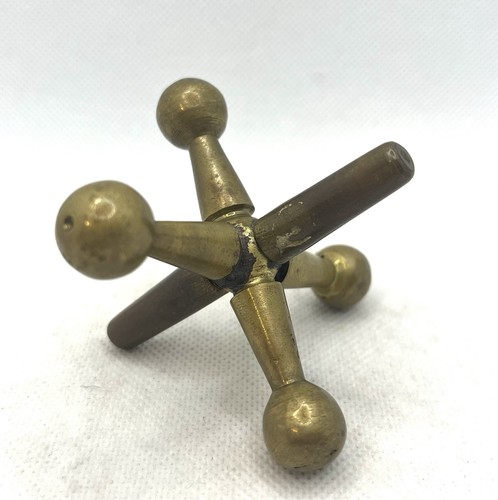 Vintage Mid Century Modern heavy brass jack sculpture paperweight