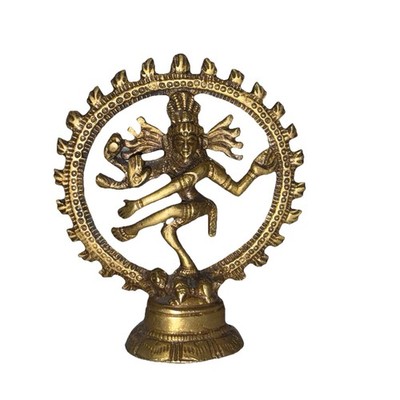 VINTAGE Shiny Dancing Shiva Nataraja Shiva Hindu God Brass Statue 4''