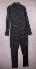 Spirit Halloween Galaxy Rhinestone Catsuit Jumpsuit XL Black Festival Costume