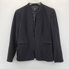 J Crew 365 Black Blazer Women 8 Medium Open Front Collarless Minimalist Corpcore