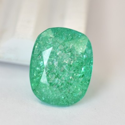 Green Emerald 10.65 Ct Natural Certified Cushion Certified Loose Gemstone