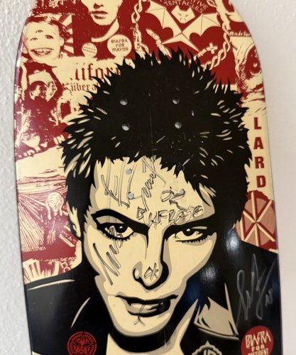 Shepard Fairey OBEY Signed Jello Biafra Skate Deck Rare Punk Dead Kennedys