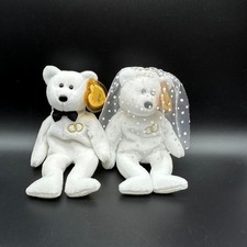 MR MRS Bride Groom Ty BEANIE BABY Wedding BEARS with Tags Protected Set of 2