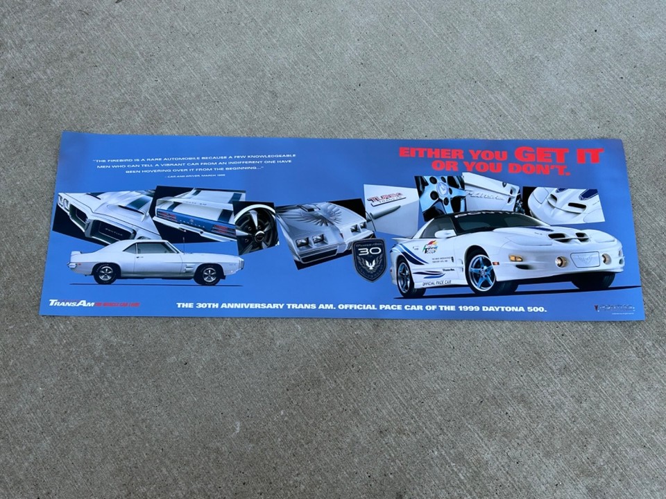 NOS 19691999 Pontiac Trans Am 30th Anniversary Dealership 13 x 39