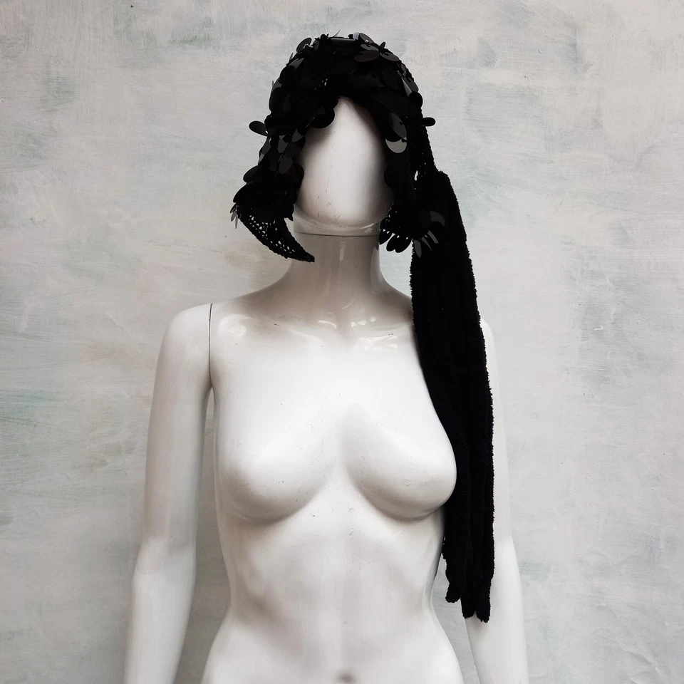 Sombrero Fascinator Mujer Crochet Tejido Gorra Elegante Lentejuelas Bordado Retro Años 20 Foto 3 de 4