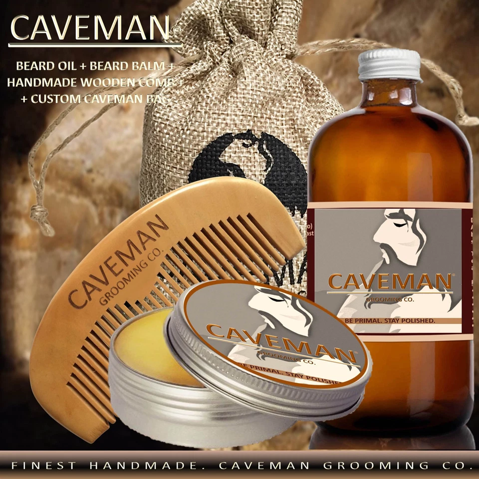 Caveman Beard Oil Fast Growth Serum Beard Balm Beard Wash Comb Brush 18 KITS - Image 3 of 3