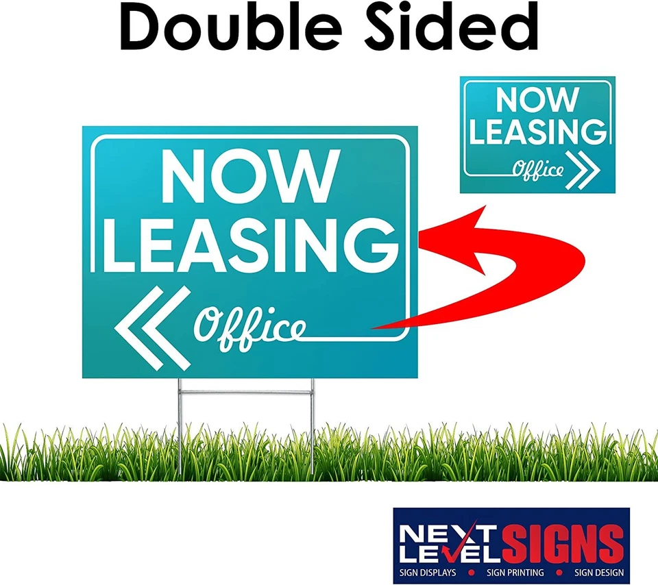 NEXT LEVEL SIGNS Now Leasing Yard Signs 24" W x 18" H Double Sided Waterproof - Image 4 of 4