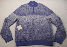 Hickey Freeman New York Men Navy Blue Chandail Stars 1/4 Zip Sweater NWT M  165