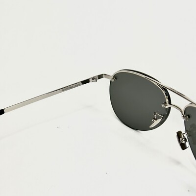 SAINT LAURENT SL 416 001 Silver Black Aviator Teardrop Sunglasses
