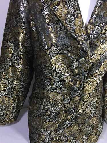 Jaclyn Smith Women Golden Floral Blazer 3 Button Up Mid length 10 Bin82#10 - 第 6/12 張圖片