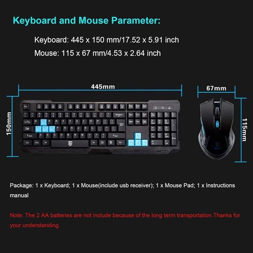 Wireless Keyboard and Mouse Combo, 2.4Ghz Cordless USB Computer Keyboard - Picture 9 of 11