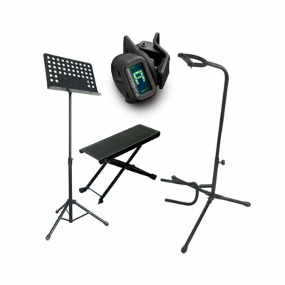 ZOUNDHOUSE Beginner Bundle 51: Footrest + Orchestra Stand + Guitar Stand + Cli