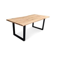 Pranzo Dover Rovere Bianco Oleato Con Baumkante 140-240cm U-Gestell Kufentisch