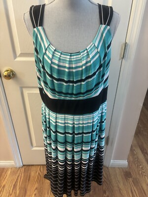 Dress Barn Size 16 Blue White Black Striped Woman's Career