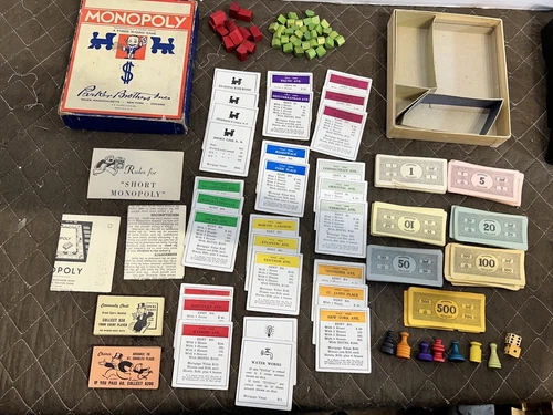 Vintage 1941-1946 Parker Brothers MONOPOLY Game No Board All Deeds Wood Pieces