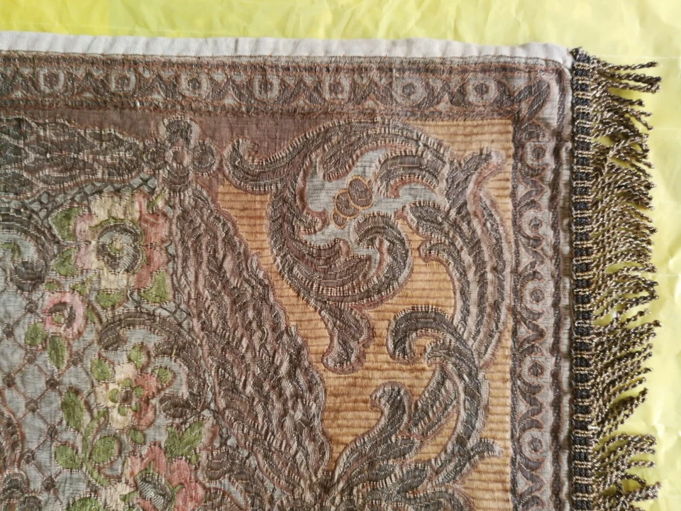 Antique Trukish Handmade Table Cloth Almost 100 Years Old with silver work - Image 3 of 4