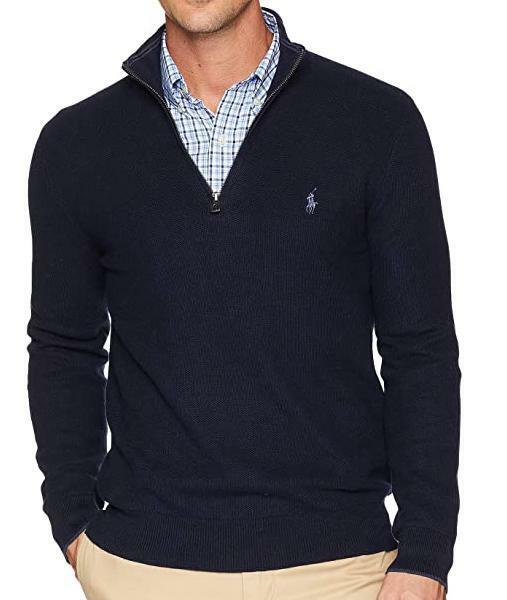 Polo Ralph Lauren Men's Cotton Quarter-zip Sweater L Navy L0802 for ...