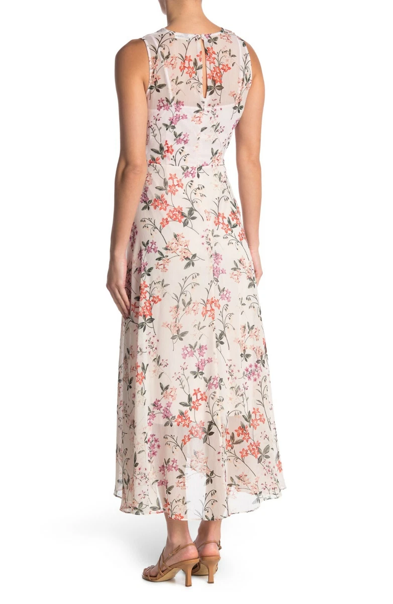 Calvin Klein NWT BLUSH MULTI Floral High Low Hem Surplice Neck