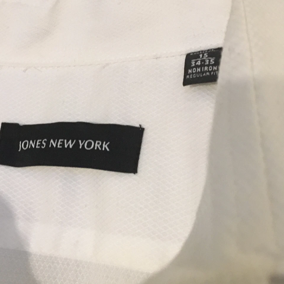 Camisa de vestir JONES NEW YORK para hombre tejido de diamantes blancos sin hierro talla 15-34/35 Foto 4 de 4