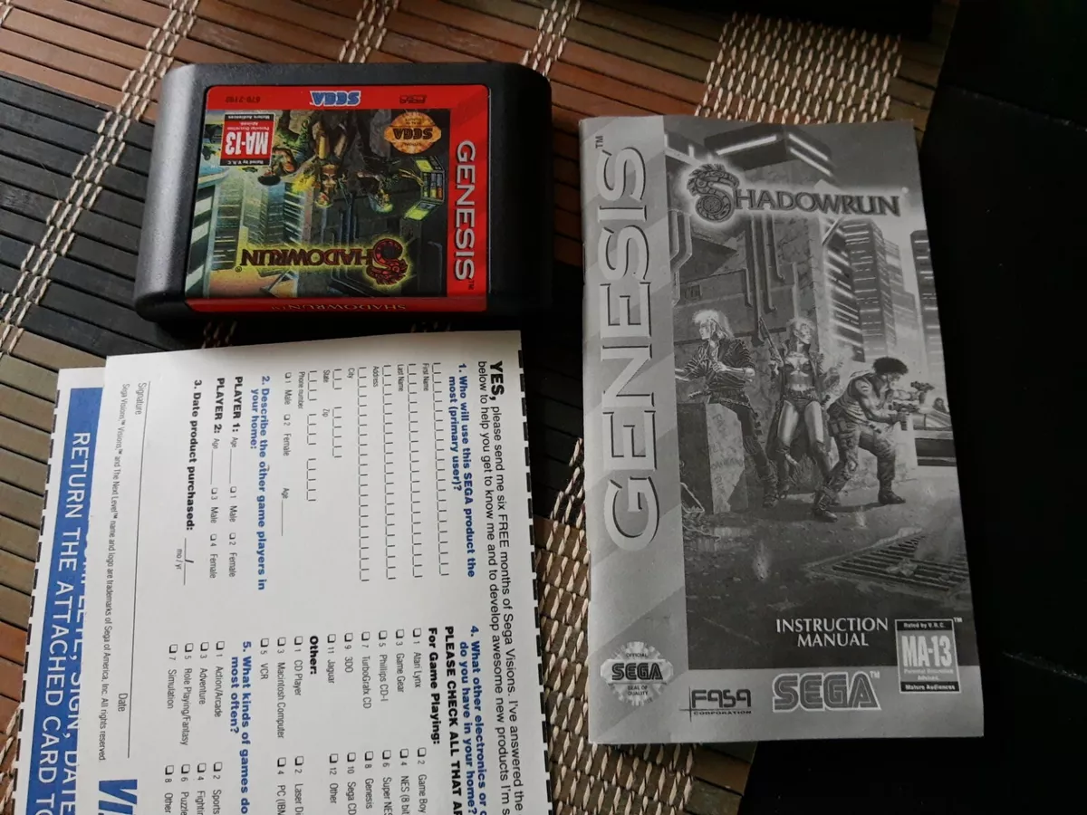 SHADOWRUN Shadow Run Sega Genesis Action/RPG Mint Collectors Condition /  Rare