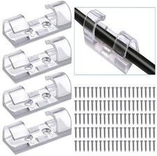 Self-Adhesive Tidy Wire Clips Transparent Cable Organiser Cord Holder With Screw