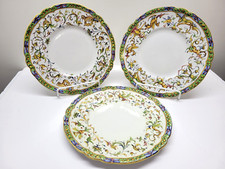 3 antichi piatti RIPARATI STILE DERUTA ANGELO MINGHETTI MAIOLICA ITALIANA 10,75"